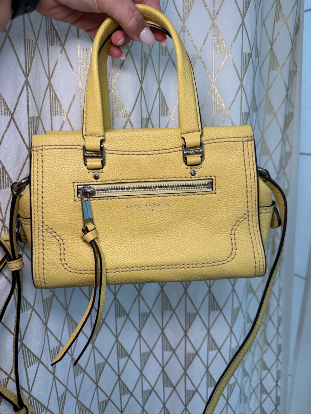 Marc Jacobs Yellow Pebbled Leather Mini Satchel Crossbody